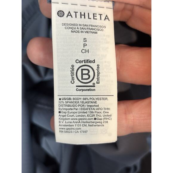 Athleta Transcend Crop Tank Rib Grey Blue Small T-back Cropped Sleeveless - Picture 10 of 12